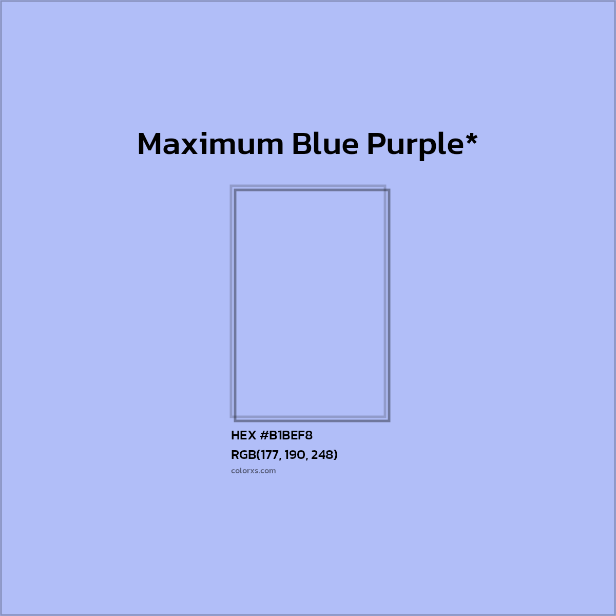 #B1BEF8 hex color. RGB, RYB, CMYK, HSL, HSV codes and color conversions. Matching color names, palettes, paints.