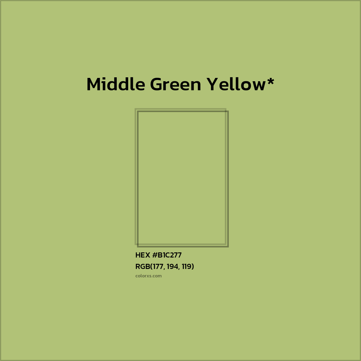 #B1C277 hex color. RGB, RYB, CMYK, HSL, HSV codes and color conversions. Matching color names, palettes, paints.