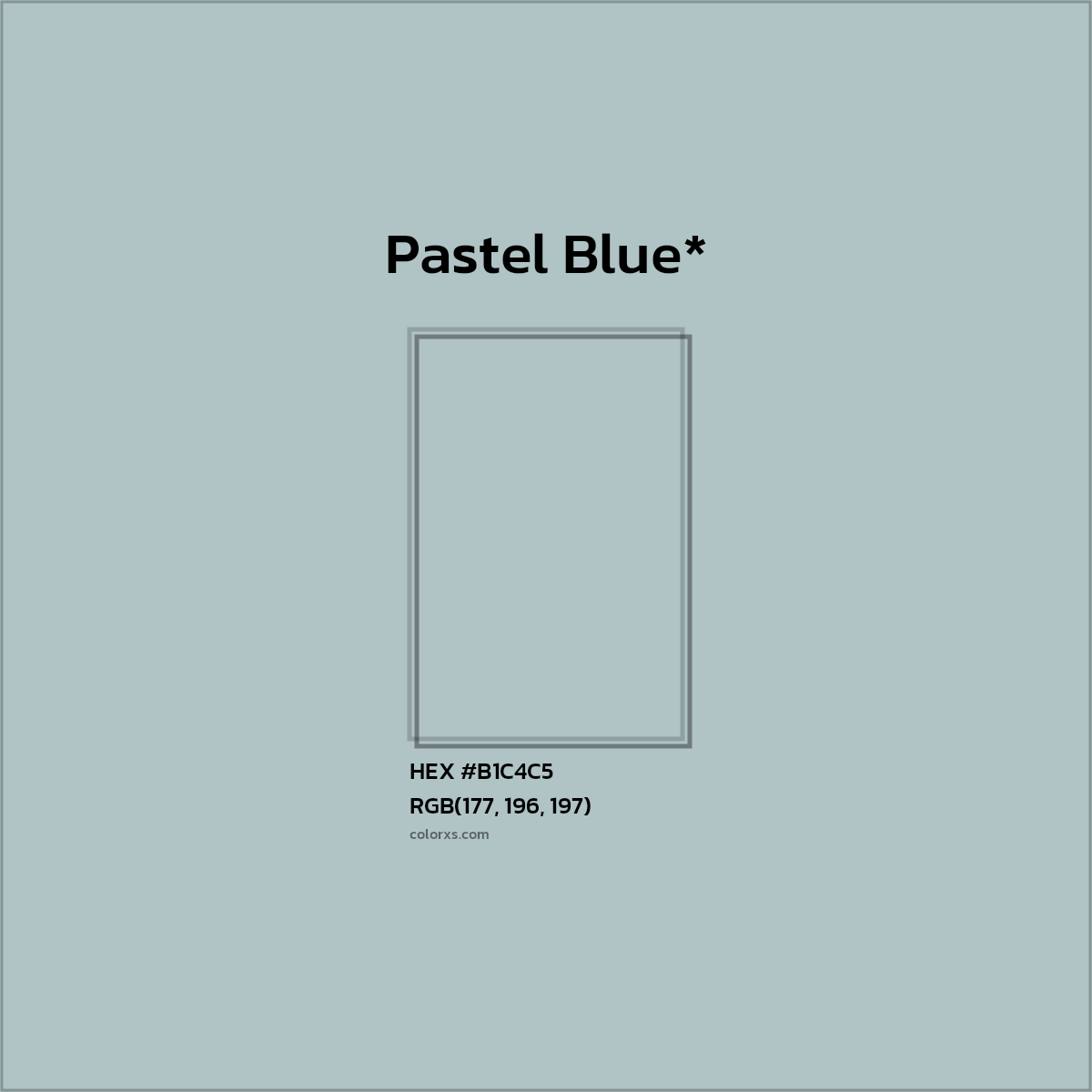 #B1C4C5 hex color. RGB, RYB, CMYK, HSL, HSV codes and color conversions. Matching color names, palettes, paints.