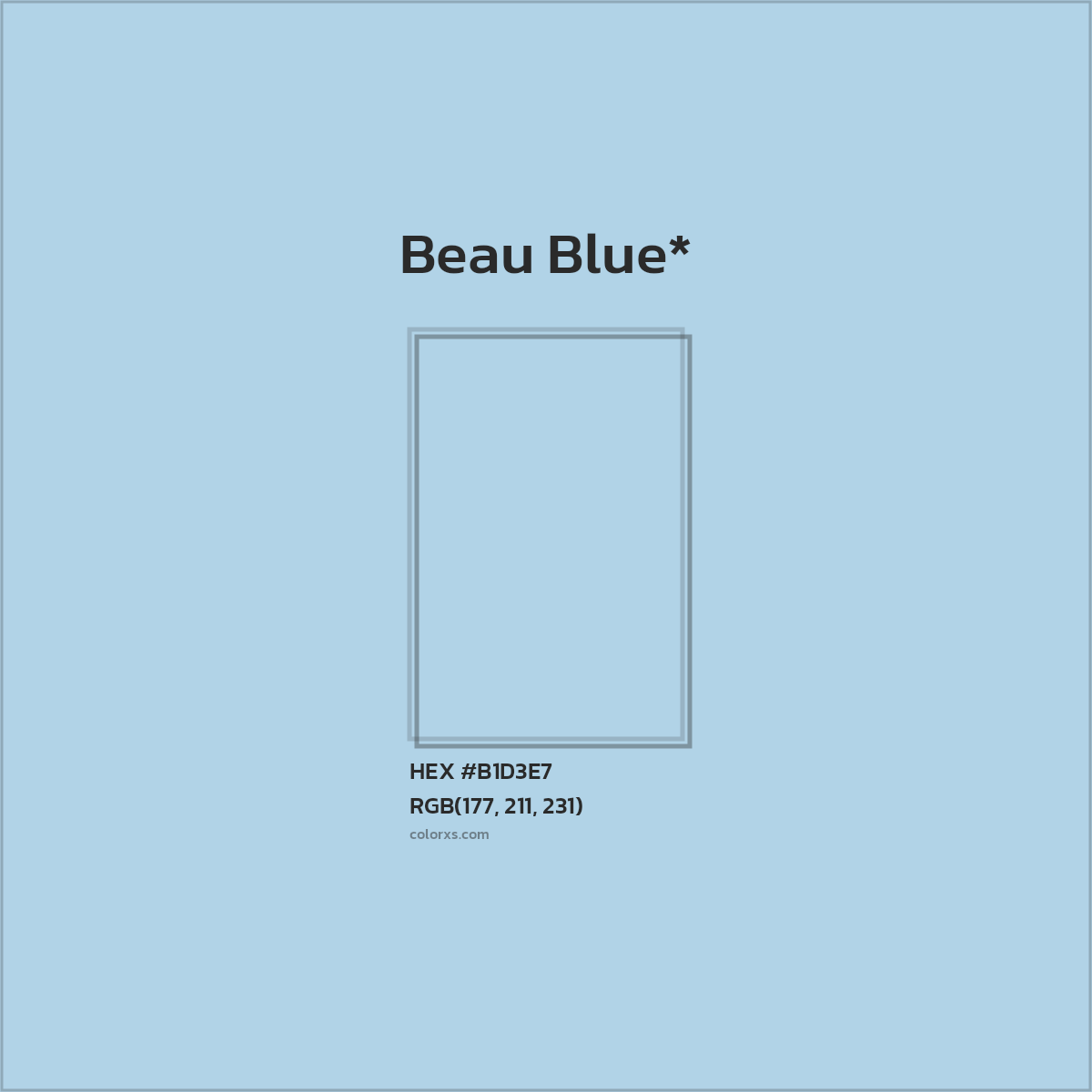 #B1D3E7 hex color. RGB, RYB, CMYK, HSL, HSV codes and color conversions. Matching color names, palettes, paints.