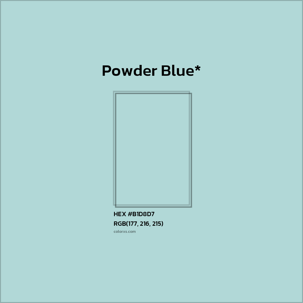 #B1D8D7 hex color. RGB, RYB, CMYK, HSL, HSV codes and color conversions. Matching color names, palettes, paints.