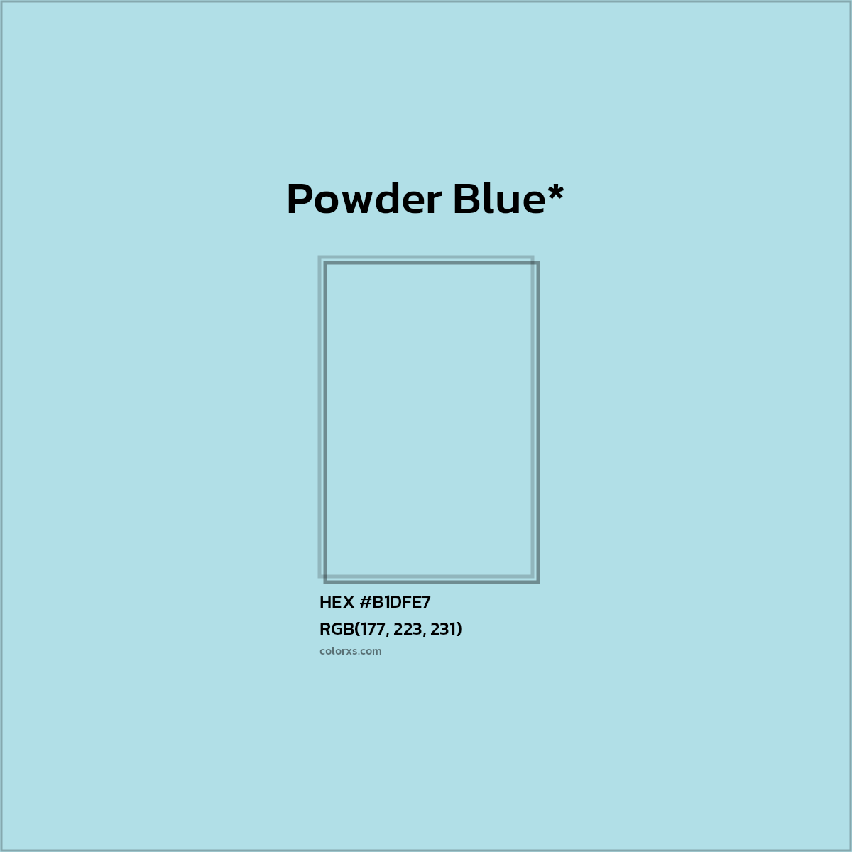 #B1DFE7 hex color. RGB, RYB, CMYK, HSL, HSV codes and color conversions. Matching color names, palettes, paints.