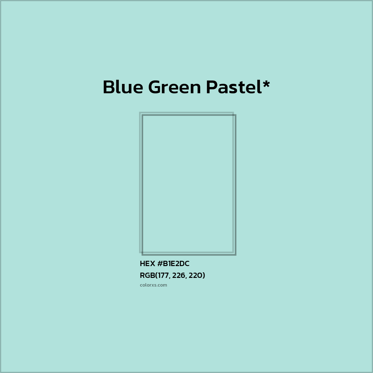 #B1E2DC hex color. RGB, RYB, CMYK, HSL, HSV codes and color conversions. Matching color names, palettes, paints.