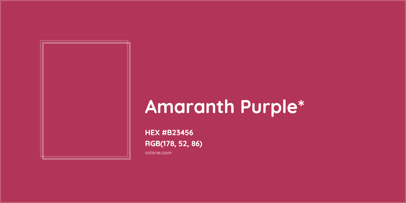 #B23456 hex color. RGB, RYB, CMYK, HSL, HSV codes and color conversions. Matching color names, palettes, paints.