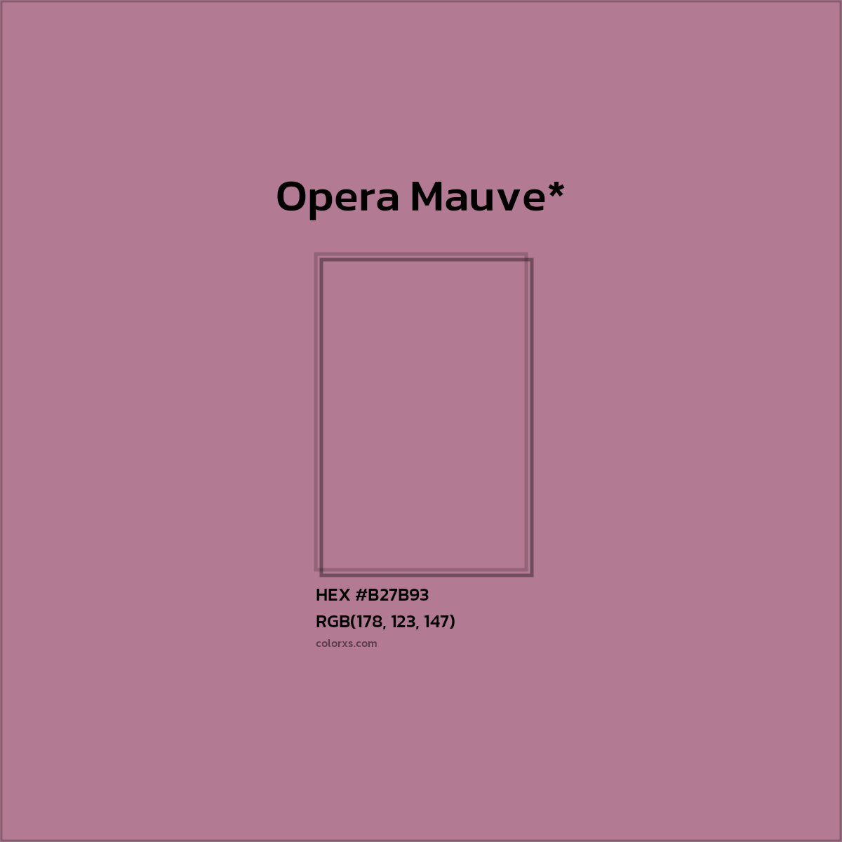 #B27B93 hex color. RGB, RYB, CMYK, HSL, HSV codes and color conversions. Matching color names, palettes, paints.