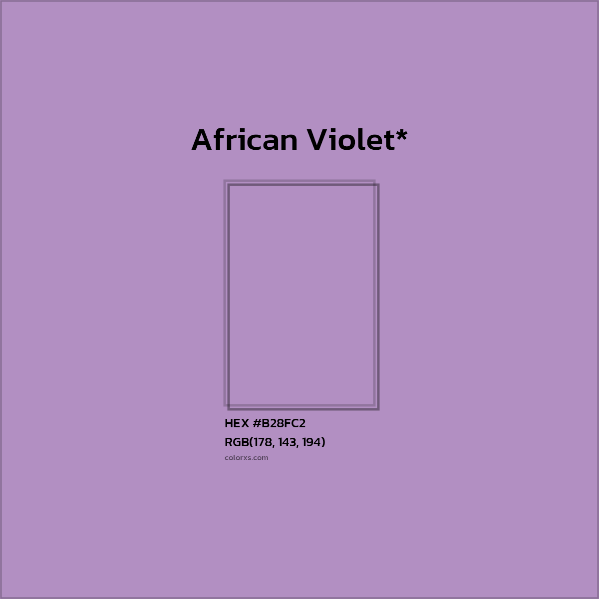 #B28FC2 hex color. RGB, RYB, CMYK, HSL, HSV codes and color conversions. Matching color names, palettes, paints.