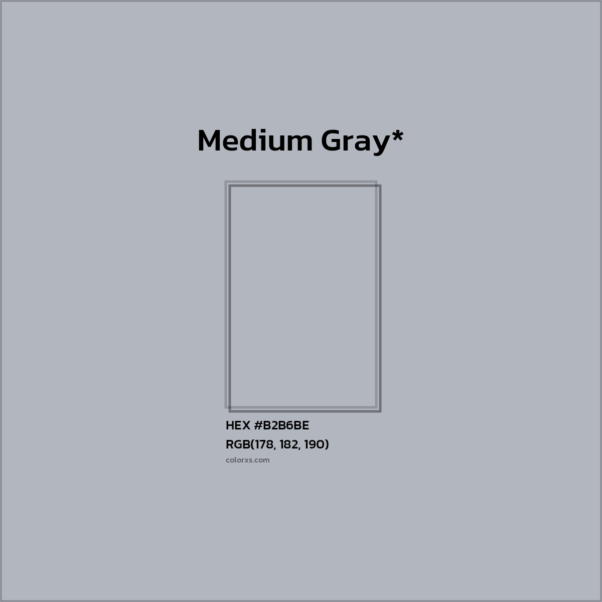 #B2B6BE hex color. RGB, RYB, CMYK, HSL, HSV codes and color conversions. Matching color names, palettes, paints.