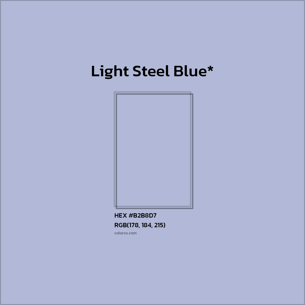#B2B8D7 hex color. RGB, RYB, CMYK, HSL, HSV codes and color conversions. Matching color names, palettes, paints.
