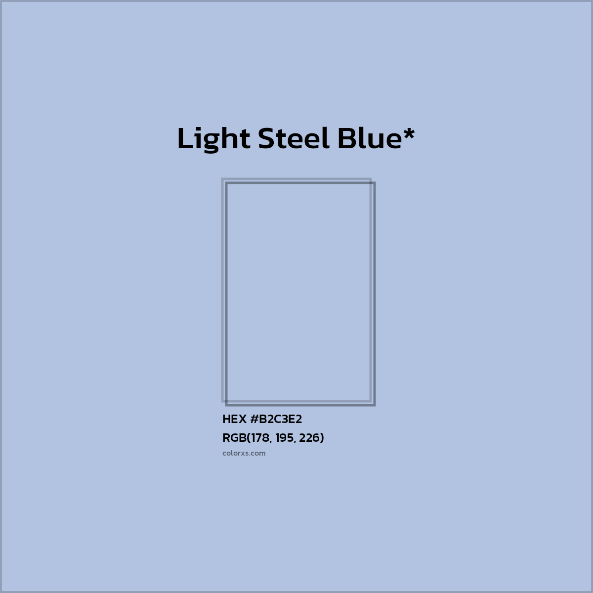 #B2C3E2 hex color. RGB, RYB, CMYK, HSL, HSV codes and color conversions. Matching color names, palettes, paints.