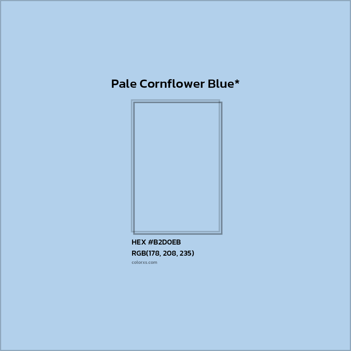 #B2D0EB hex color. RGB, RYB, CMYK, HSL, HSV codes and color conversions. Matching color names, palettes, paints.