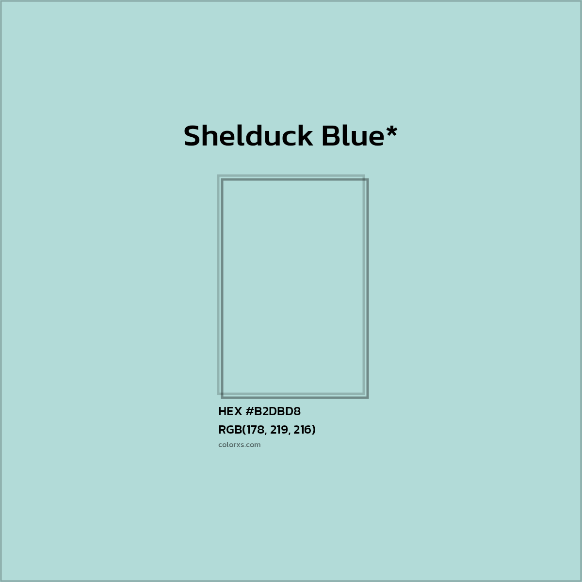#B2DBD8 hex color. RGB, RYB, CMYK, HSL, HSV codes and color conversions. Matching color names, palettes, paints.