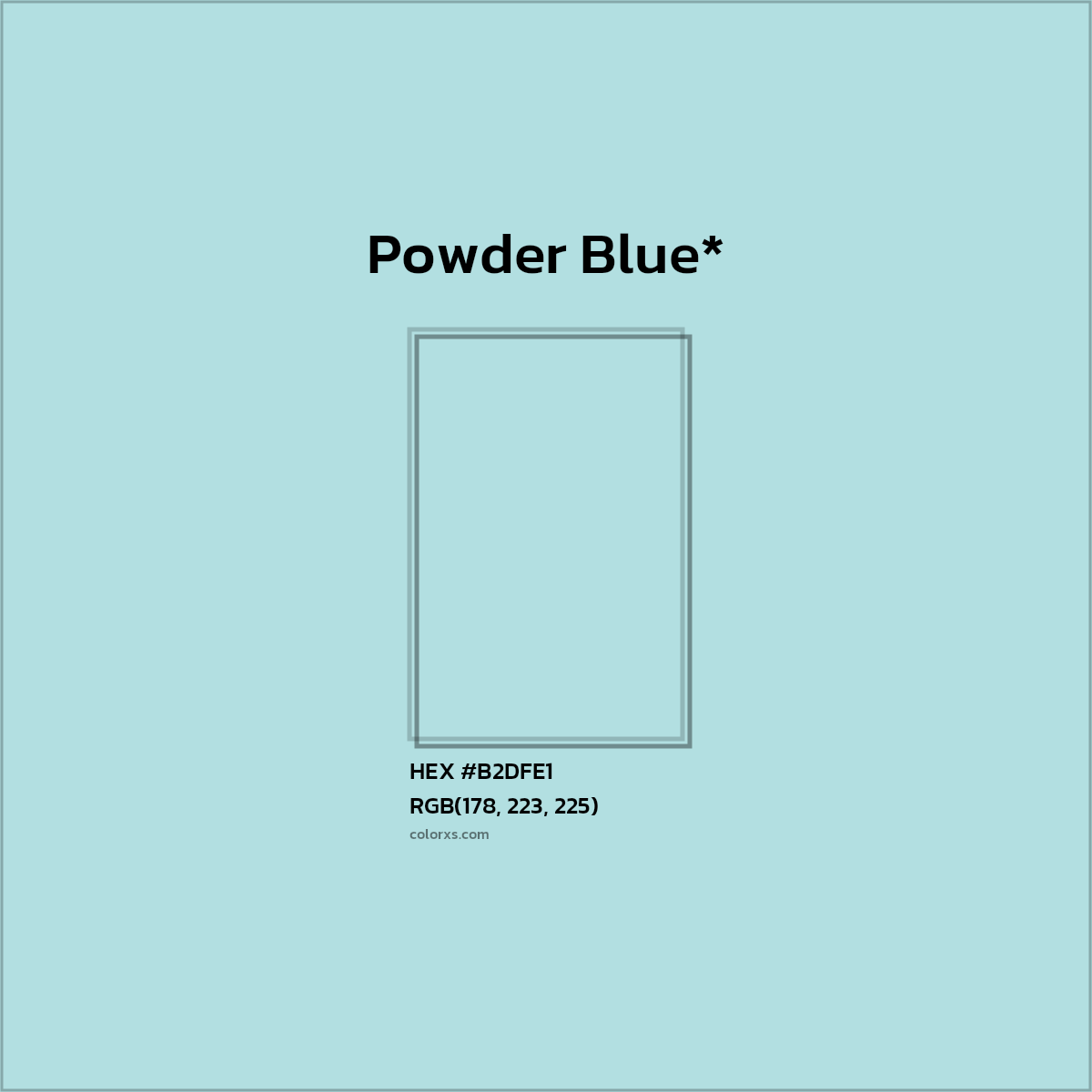 #B2DFE1 hex color. RGB, RYB, CMYK, HSL, HSV codes and color conversions. Matching color names, palettes, paints.