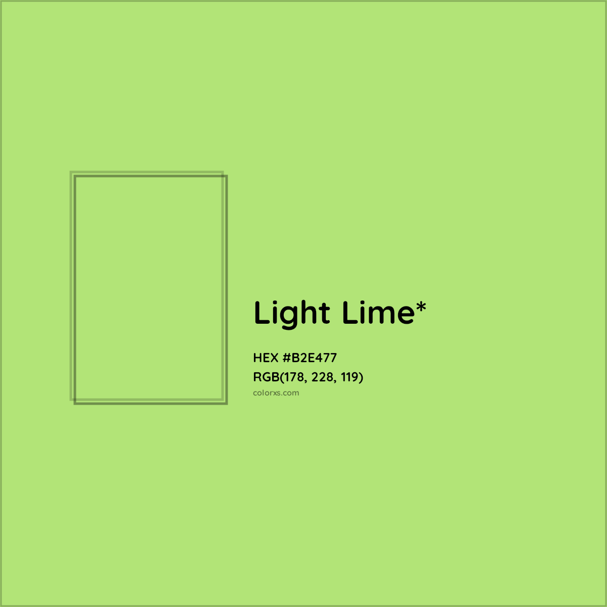 #B2E477 hex color. RGB, RYB, CMYK, HSL, HSV codes and color conversions. Matching color names, palettes, paints.