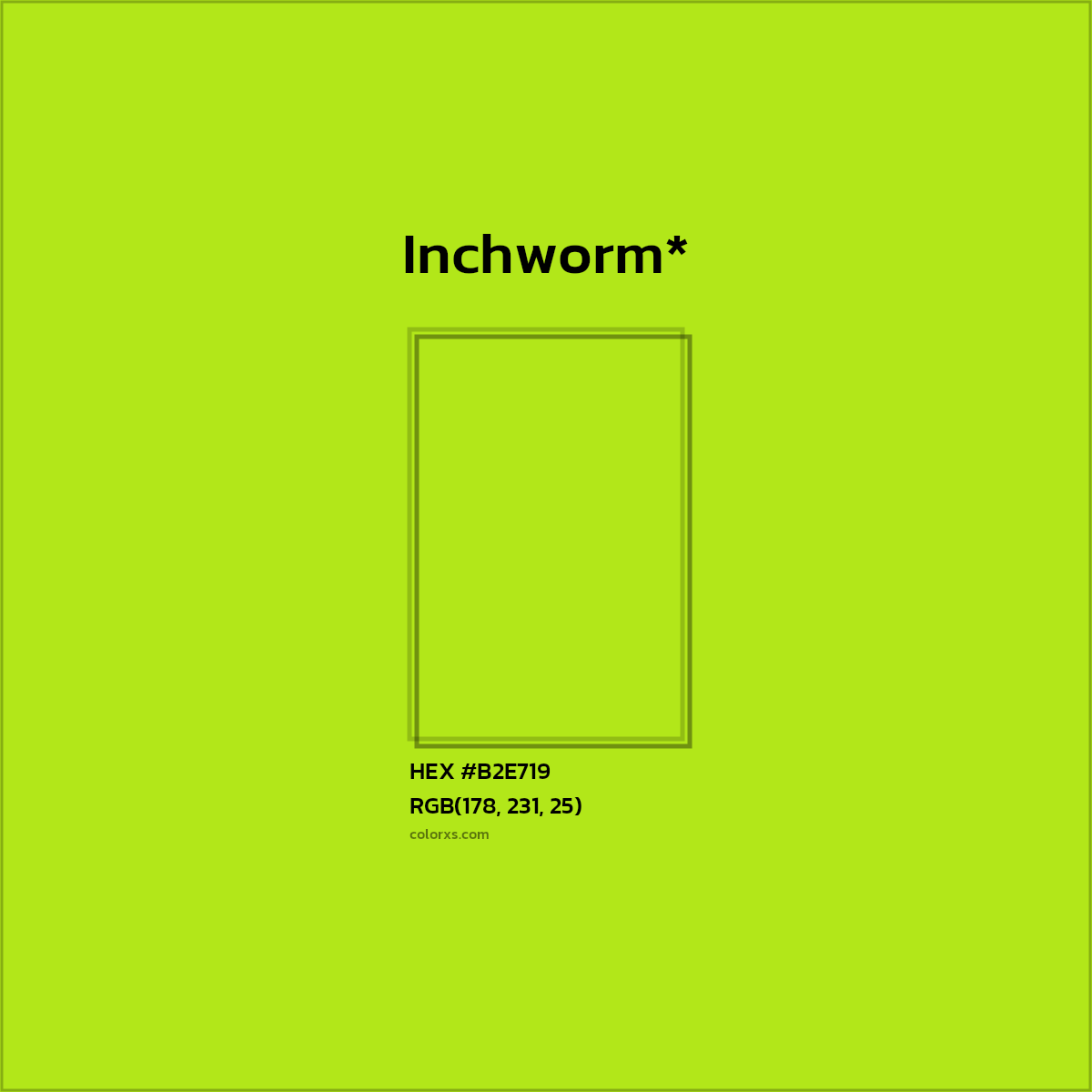 #B2E719 hex color. RGB, RYB, CMYK, HSL, HSV codes and color conversions. Matching color names, palettes, paints.