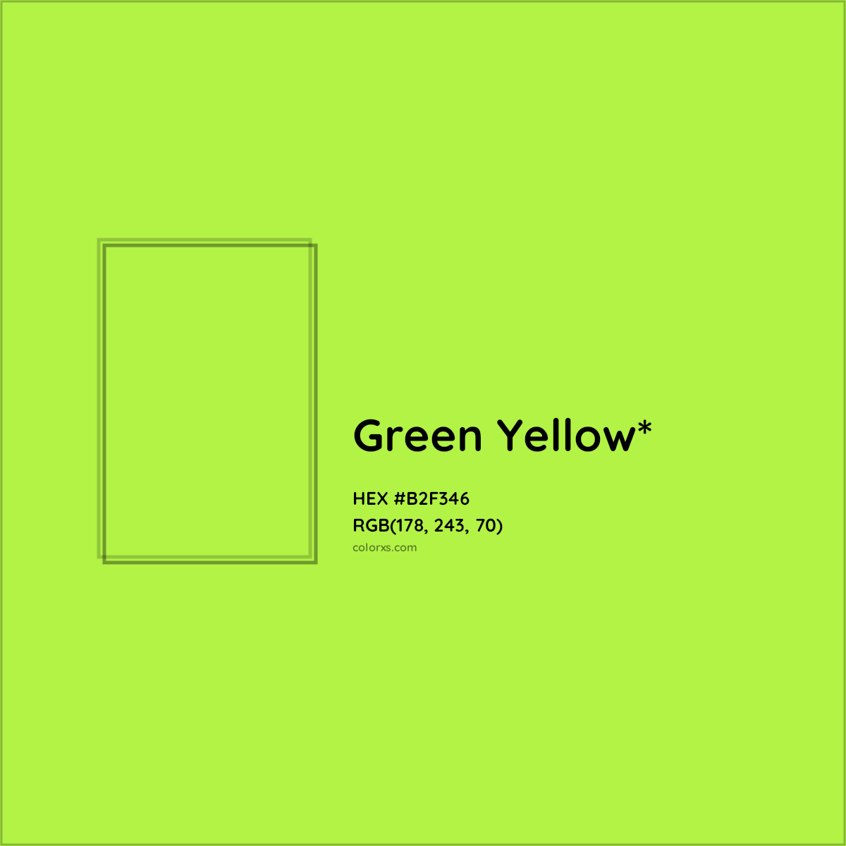 #B2F346 hex color. RGB, RYB, CMYK, HSL, HSV codes and color conversions. Matching color names, palettes, paints.