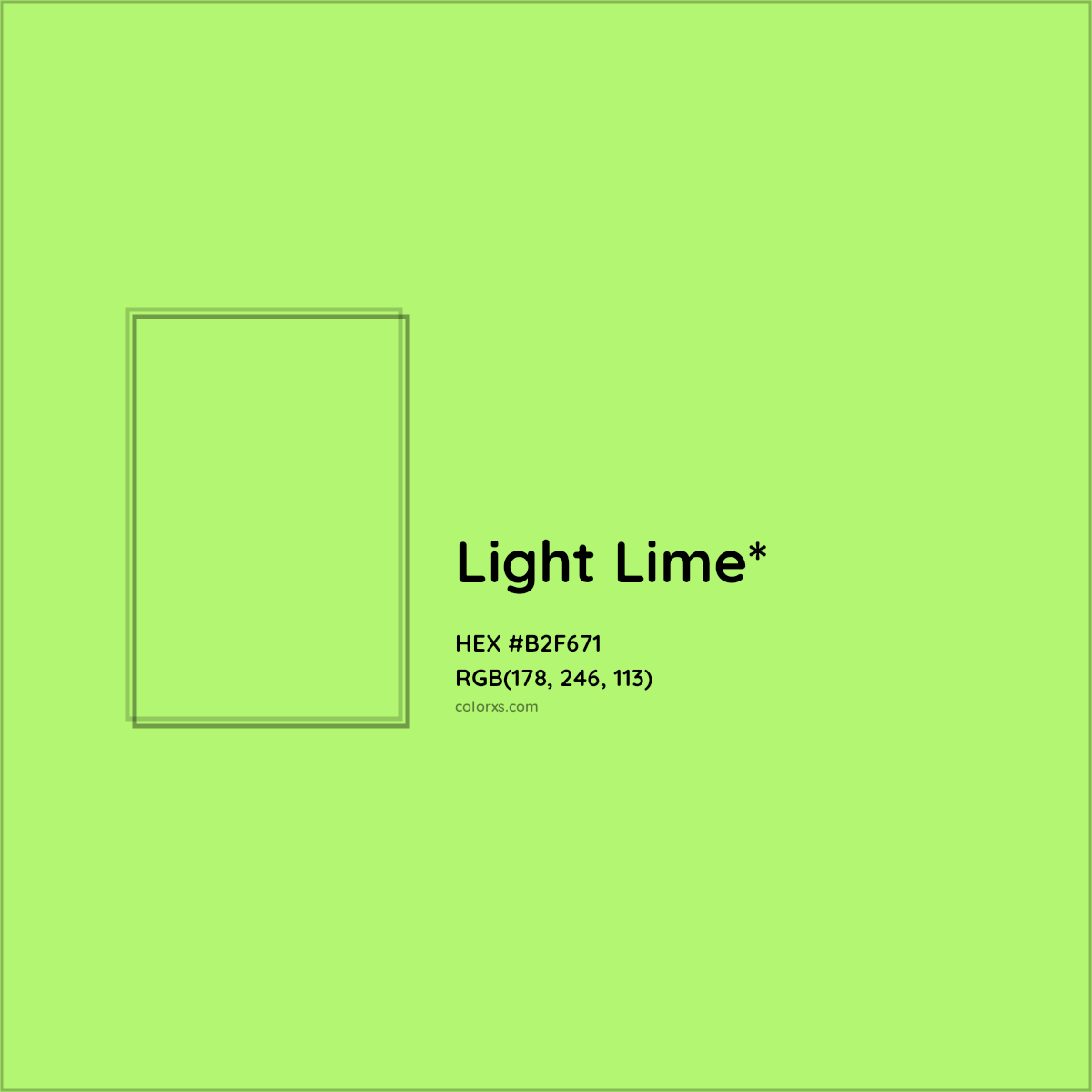 #B2F671 hex color. RGB, RYB, CMYK, HSL, HSV codes and color conversions. Matching color names, palettes, paints.