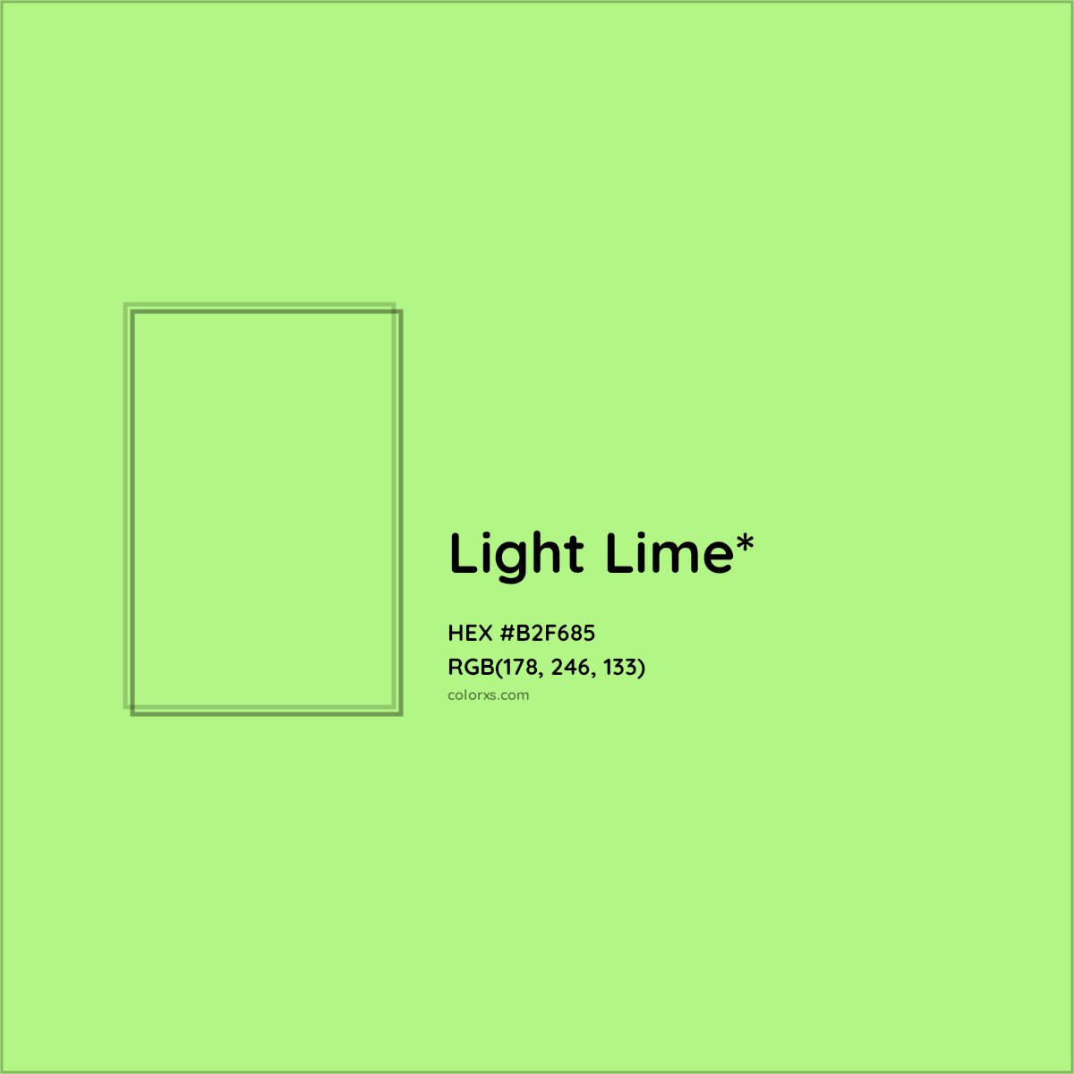 #B2F685 hex color. RGB, RYB, CMYK, HSL, HSV codes and color conversions. Matching color names, palettes, paints.