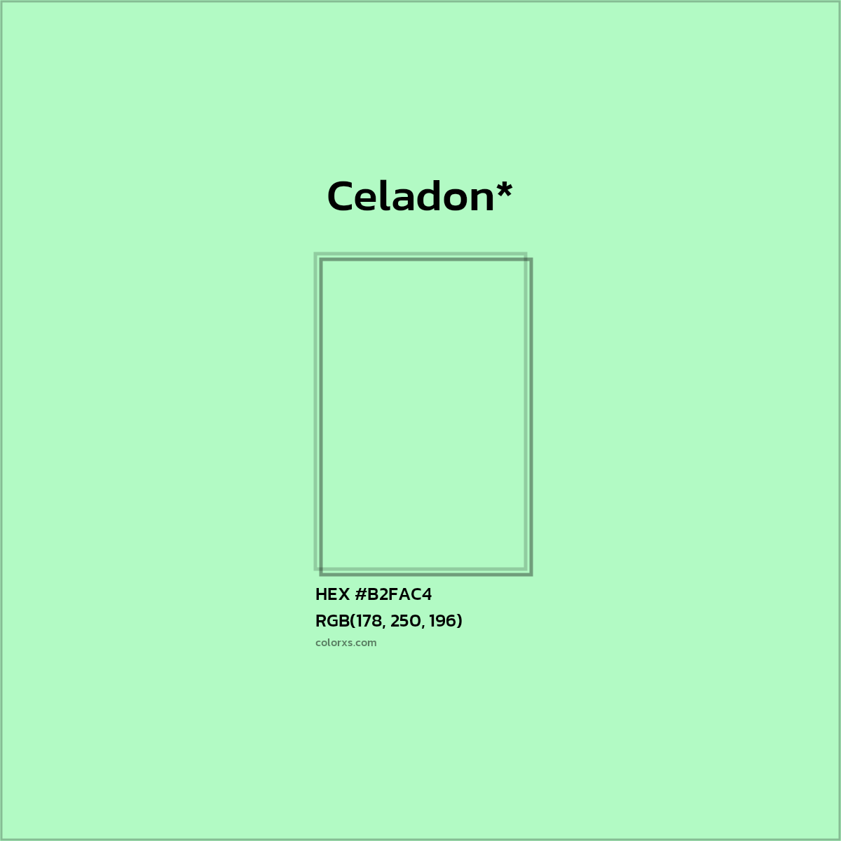 #B2FAC4 hex color. RGB, RYB, CMYK, HSL, HSV codes and color conversions. Matching color names, palettes, paints.