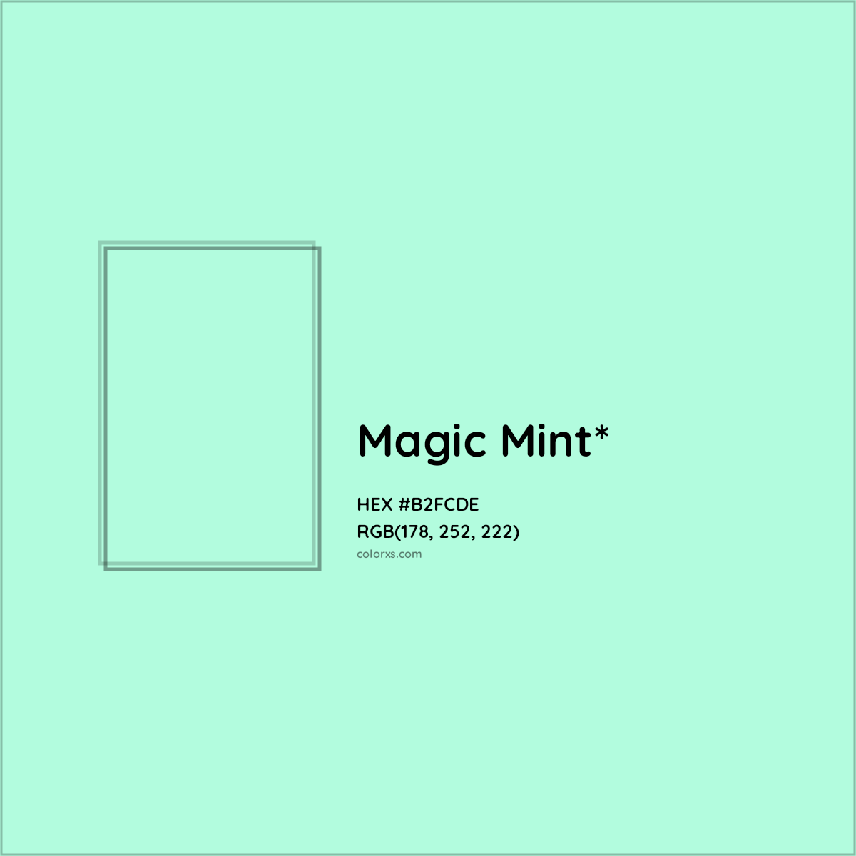 #B2FCDE hex color. RGB, RYB, CMYK, HSL, HSV codes and color conversions. Matching color names, palettes, paints.