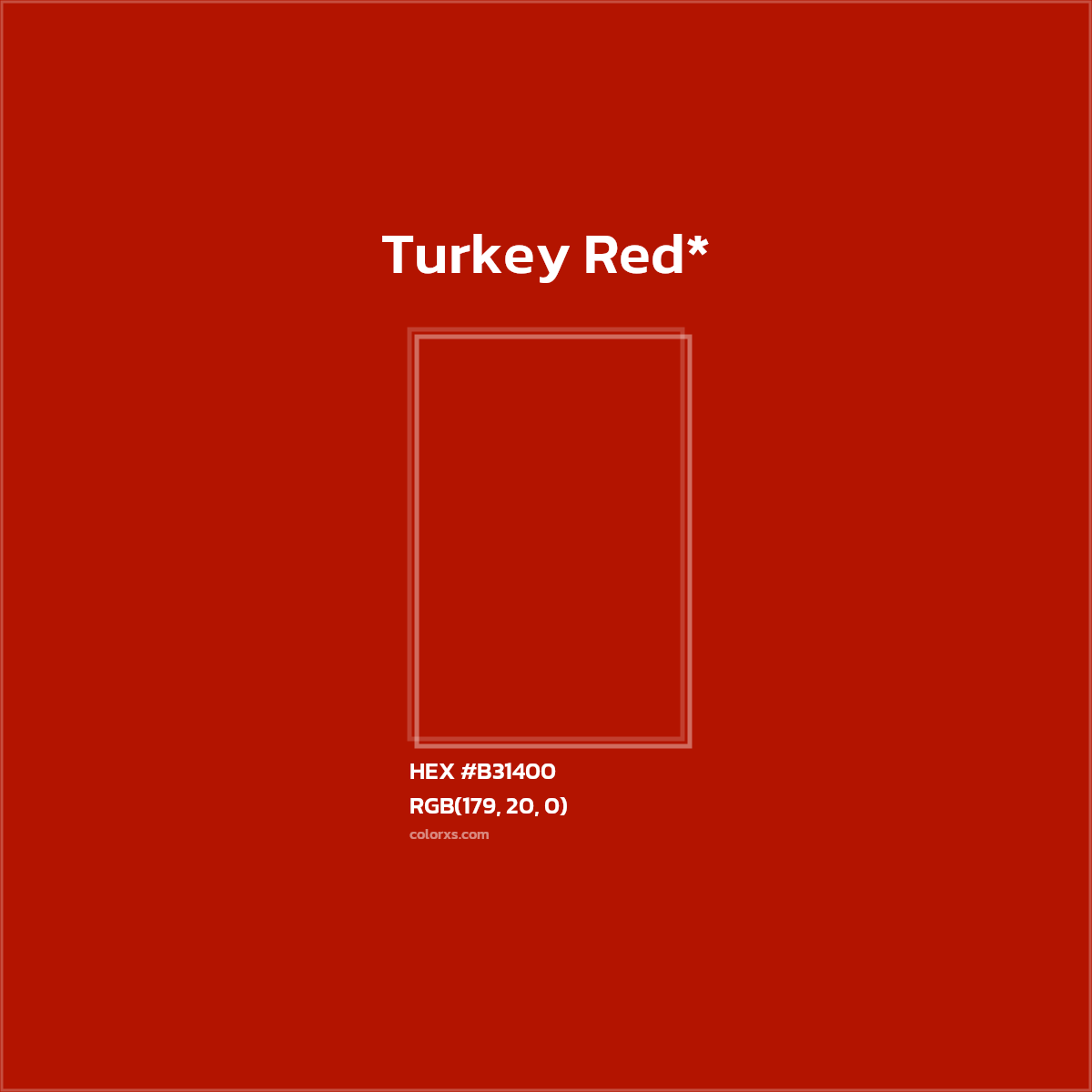 #B31400 hex color. RGB, RYB, CMYK, HSL, HSV codes and color conversions. Matching color names, palettes, paints.