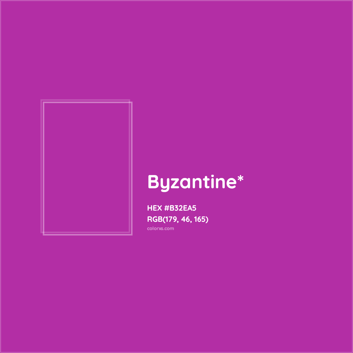 #B32EA5 hex color. RGB, RYB, CMYK, HSL, HSV codes and color conversions. Matching color names, palettes, paints.