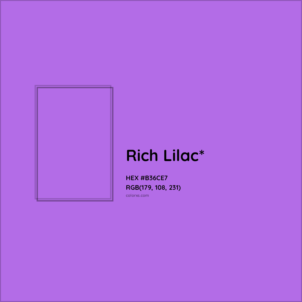 #B36CE7 hex color. RGB, RYB, CMYK, HSL, HSV codes and color conversions. Matching color names, palettes, paints.