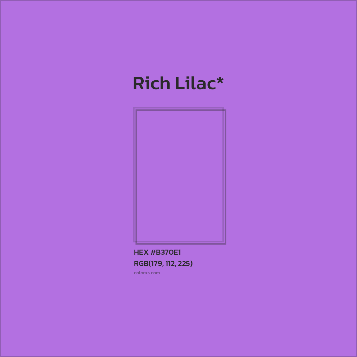 #B370E1 hex color. RGB, RYB, CMYK, HSL, HSV codes and color conversions. Matching color names, palettes, paints.