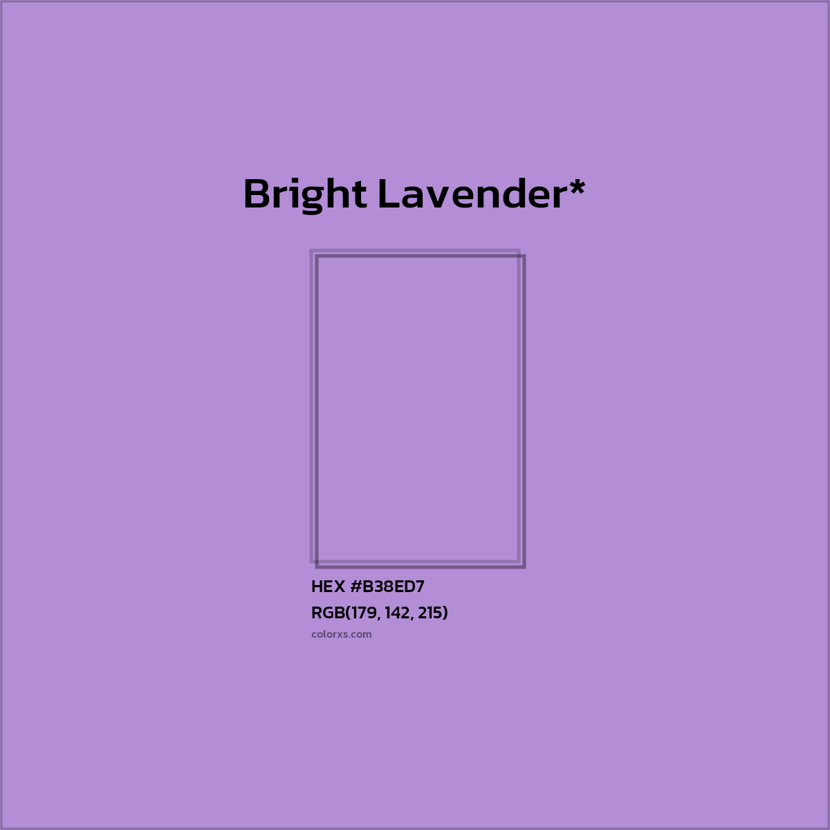 #B38ED7 hex color. RGB, RYB, CMYK, HSL, HSV codes and color conversions. Matching color names, palettes, paints.
