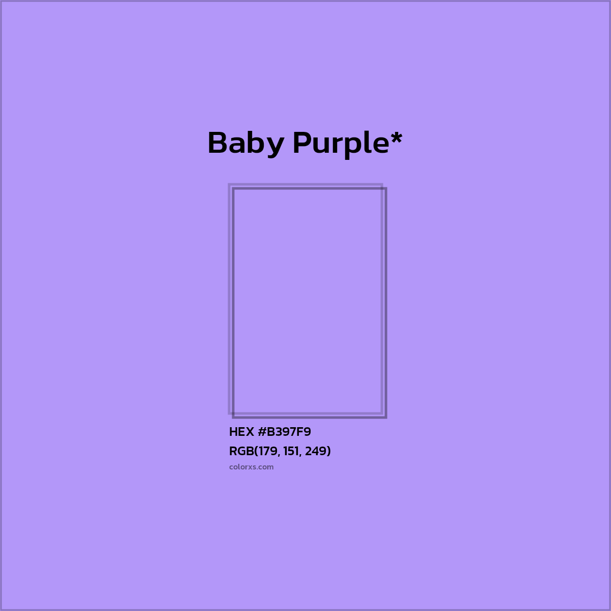 #B397F9 hex color. RGB, RYB, CMYK, HSL, HSV codes and color conversions. Matching color names, palettes, paints.