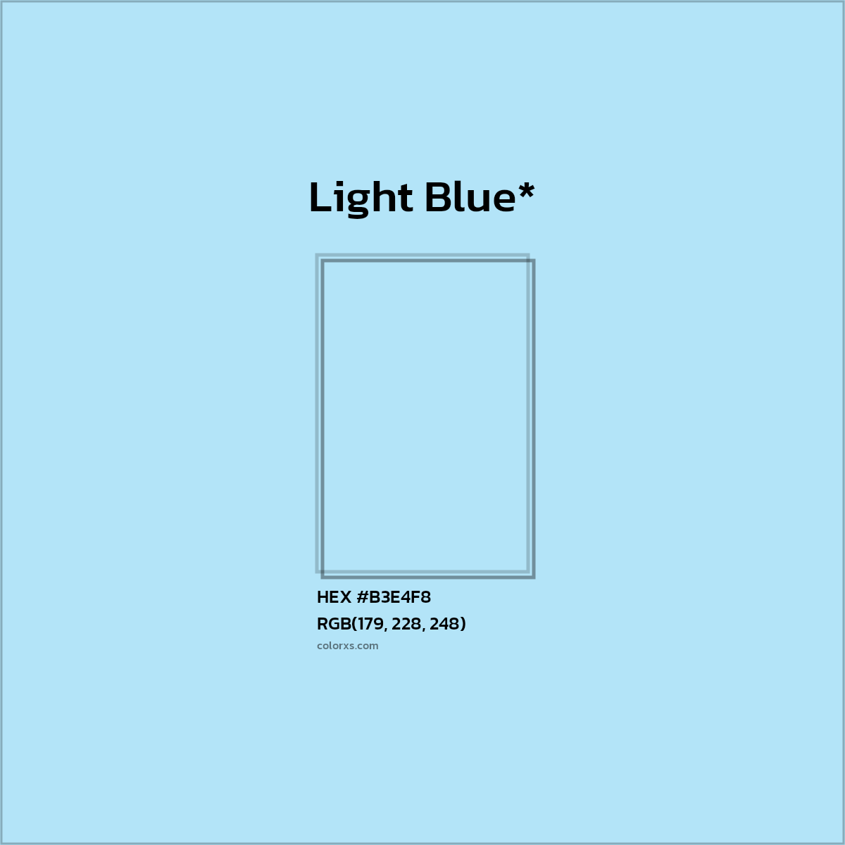 #B3E4F8 hex color. RGB, RYB, CMYK, HSL, HSV codes and color conversions. Matching color names, palettes, paints.