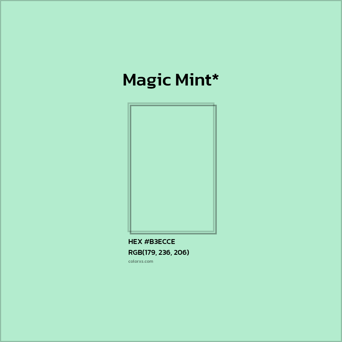 #B3ECCE hex color. RGB, RYB, CMYK, HSL, HSV codes and color conversions. Matching color names, palettes, paints.