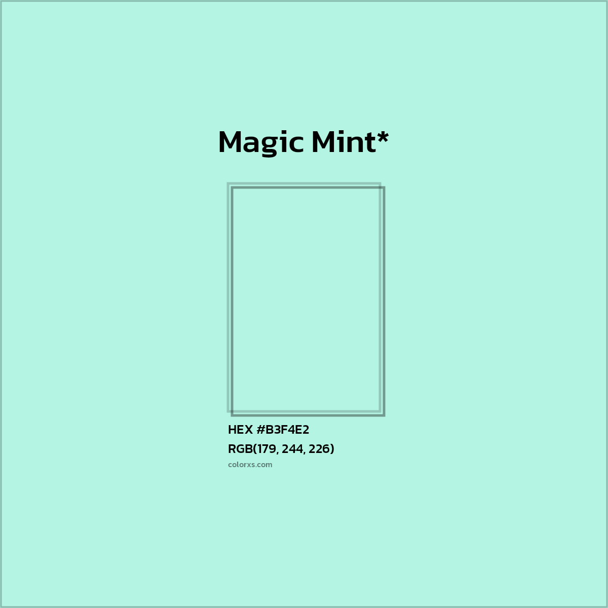 #B3F4E2 hex color. RGB, RYB, CMYK, HSL, HSV codes and color conversions. Matching color names, palettes, paints.
