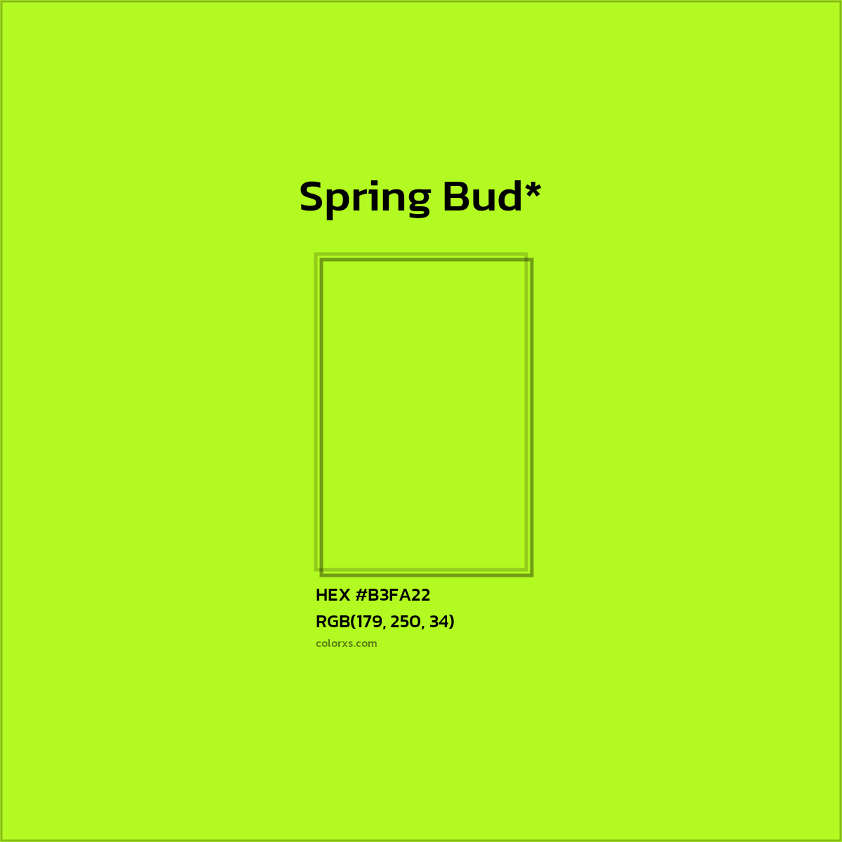 #B3FA22 hex color. RGB, RYB, CMYK, HSL, HSV codes and color conversions. Matching color names, palettes, paints.