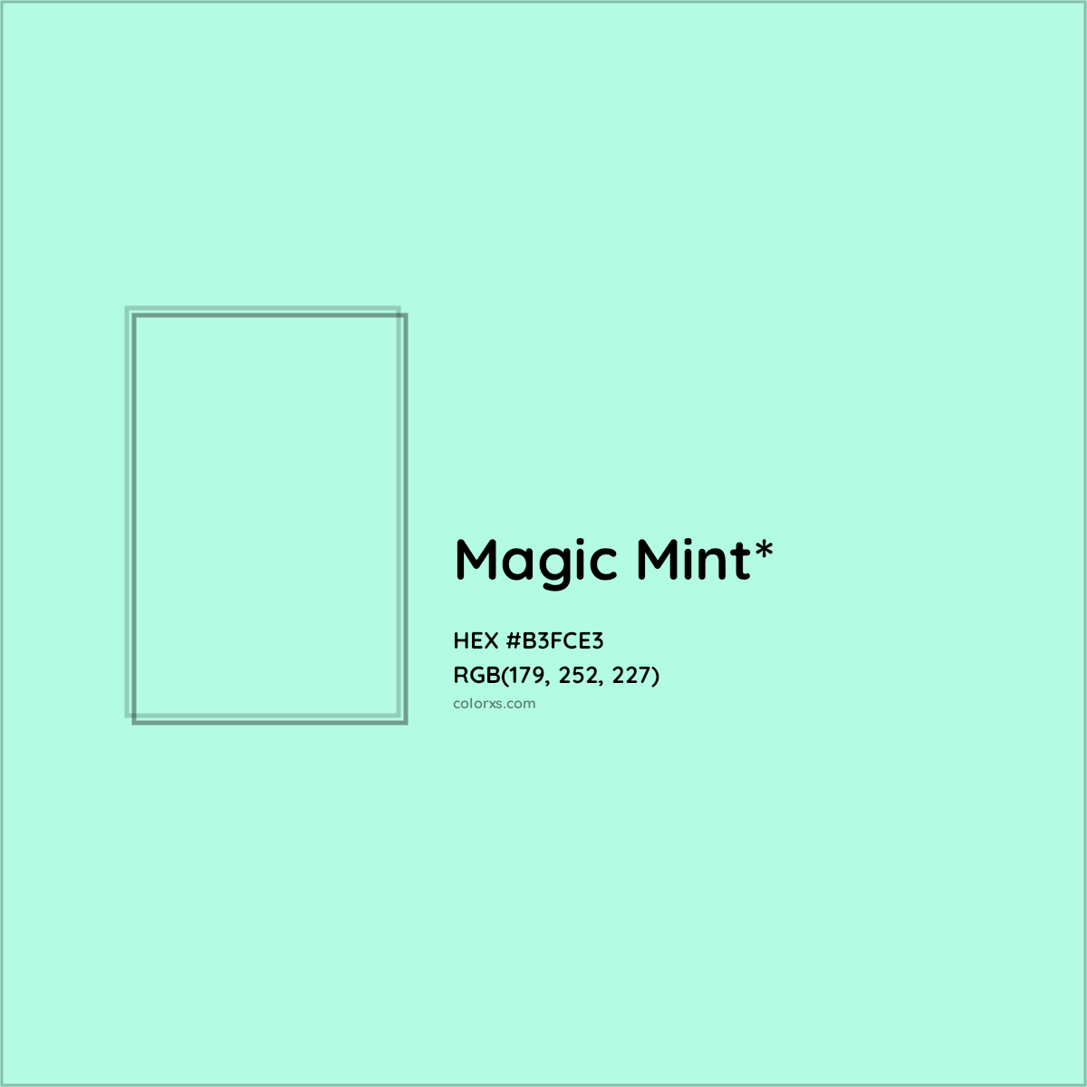 #B3FCE3 hex color. RGB, RYB, CMYK, HSL, HSV codes and color conversions. Matching color names, palettes, paints.