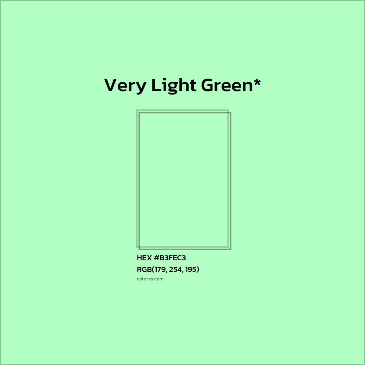 #B3FEC3 hex color. RGB, RYB, CMYK, HSL, HSV codes and color conversions. Matching color names, palettes, paints.