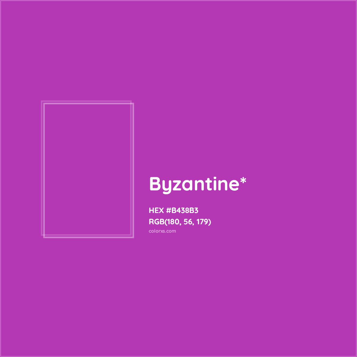 #B438B3 hex color. RGB, RYB, CMYK, HSL, HSV codes and color conversions. Matching color names, palettes, paints.