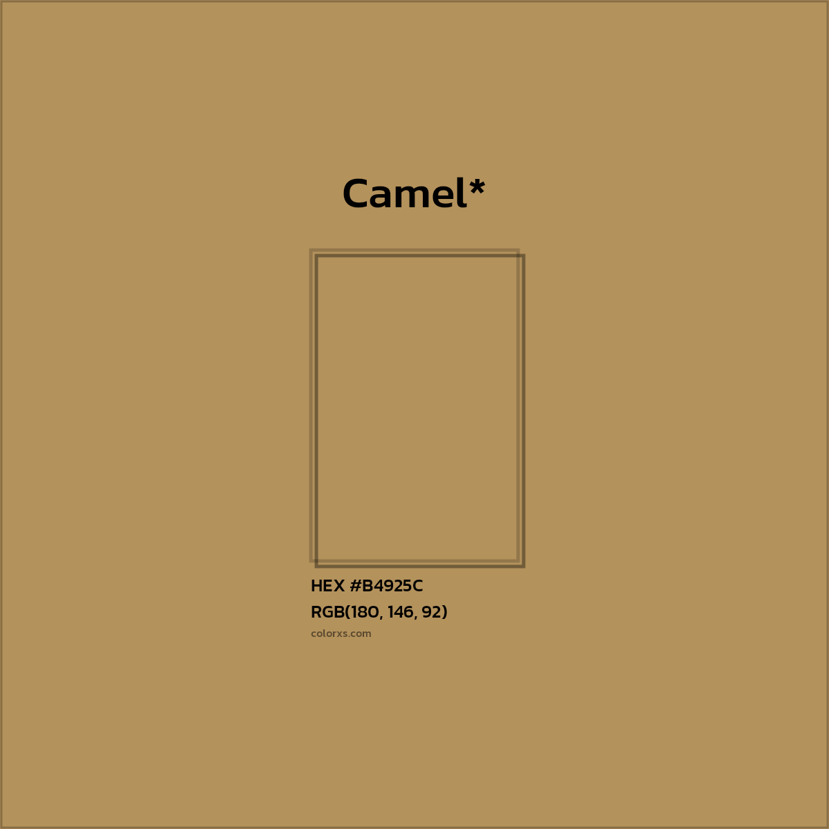 #B4925C hex color. RGB, RYB, CMYK, HSL, HSV codes and color conversions. Matching color names, palettes, paints.