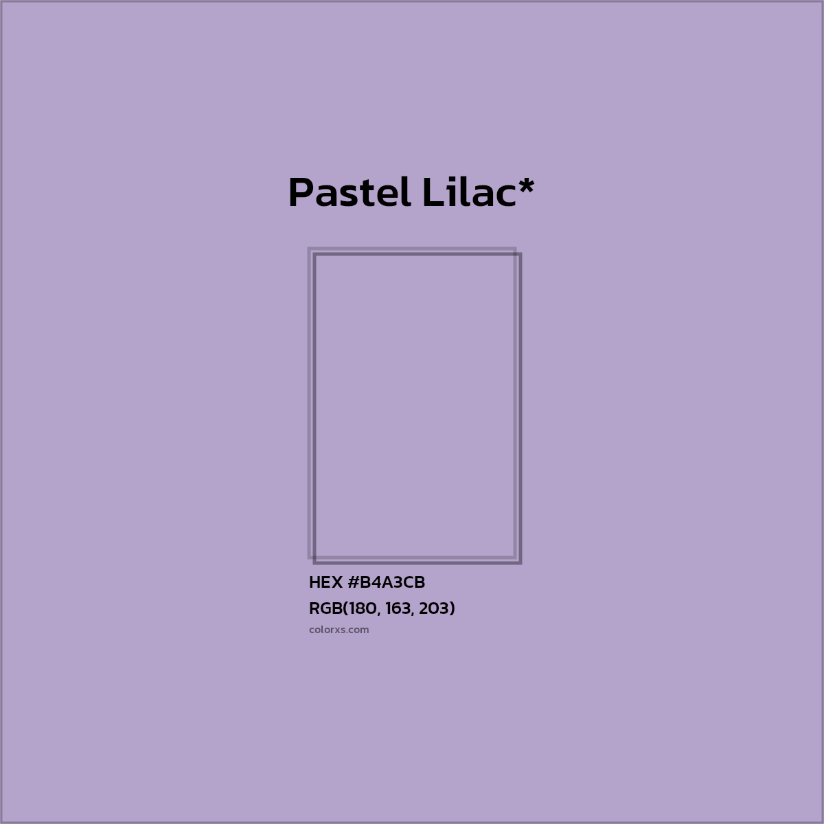 #B4A3CB hex color. RGB, RYB, CMYK, HSL, HSV codes and color conversions. Matching color names, palettes, paints.