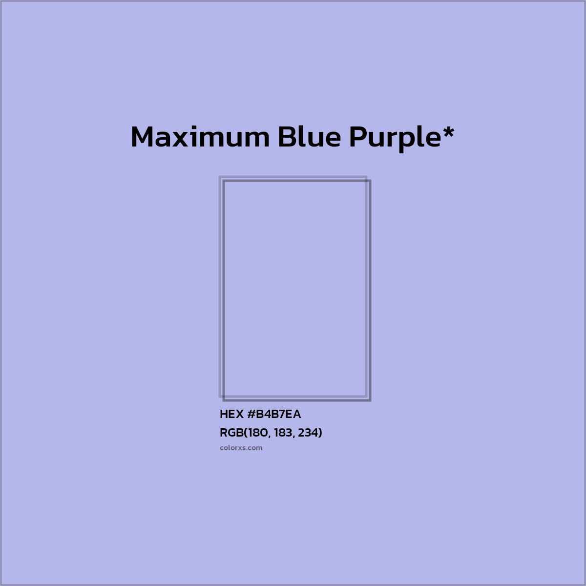 #B4B7EA hex color. RGB, RYB, CMYK, HSL, HSV codes and color conversions. Matching color names, palettes, paints.