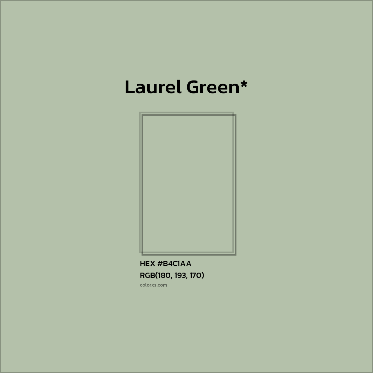 #B4C1AA hex color. RGB, RYB, CMYK, HSL, HSV codes and color conversions. Matching color names, palettes, paints.