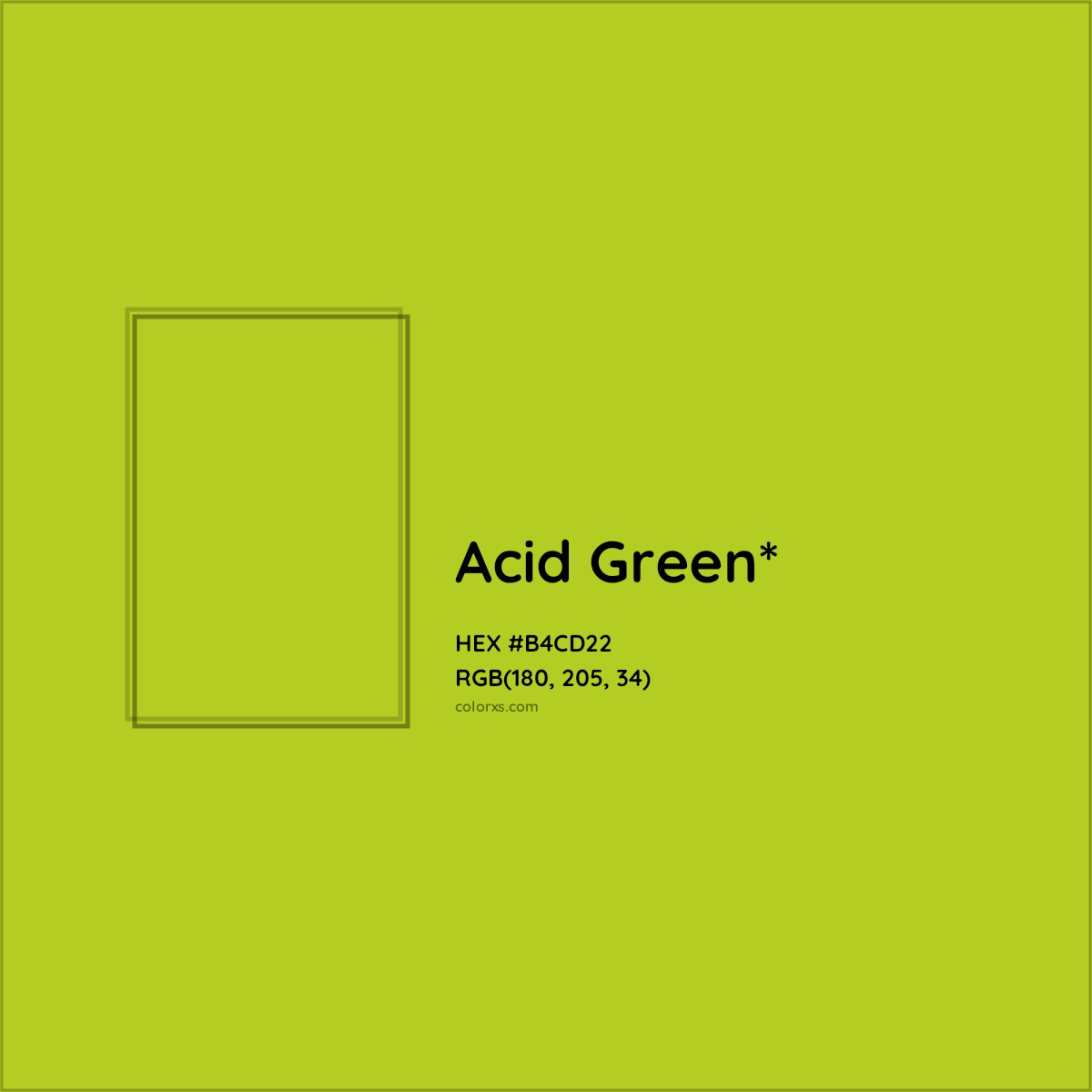 #B4CD22 hex color. RGB, RYB, CMYK, HSL, HSV codes and color conversions. Matching color names, palettes, paints.