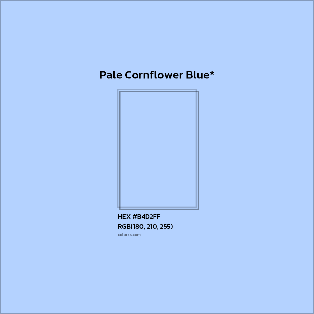 #B4D2FF hex color. RGB, RYB, CMYK, HSL, HSV codes and color conversions. Matching color names, palettes, paints.
