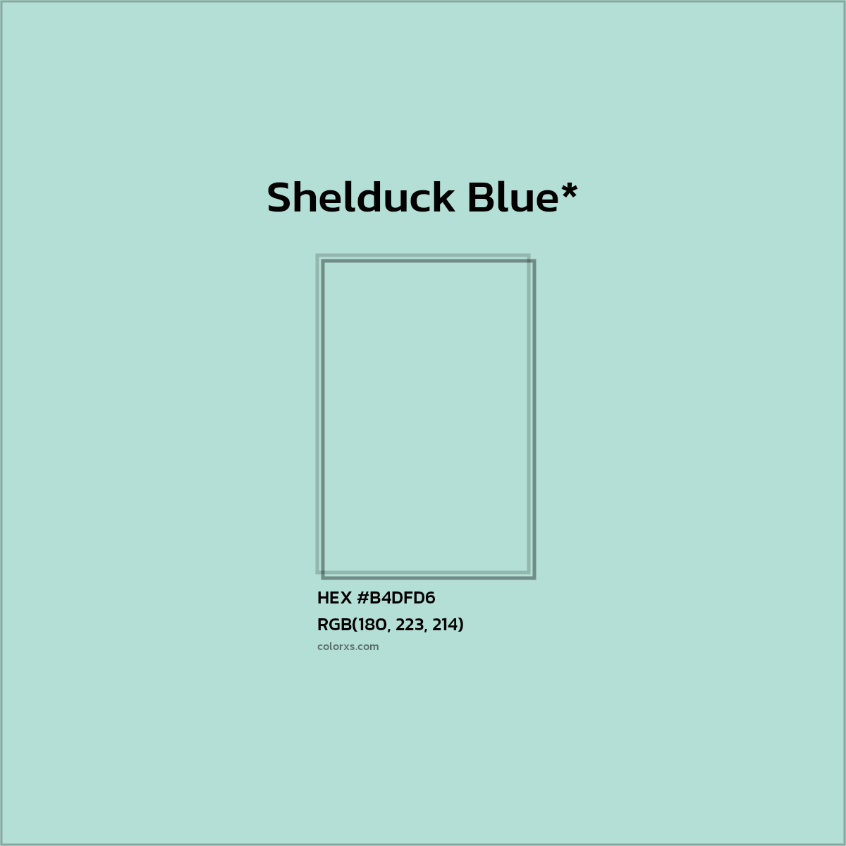 #B4DFD6 hex color. RGB, RYB, CMYK, HSL, HSV codes and color conversions. Matching color names, palettes, paints.