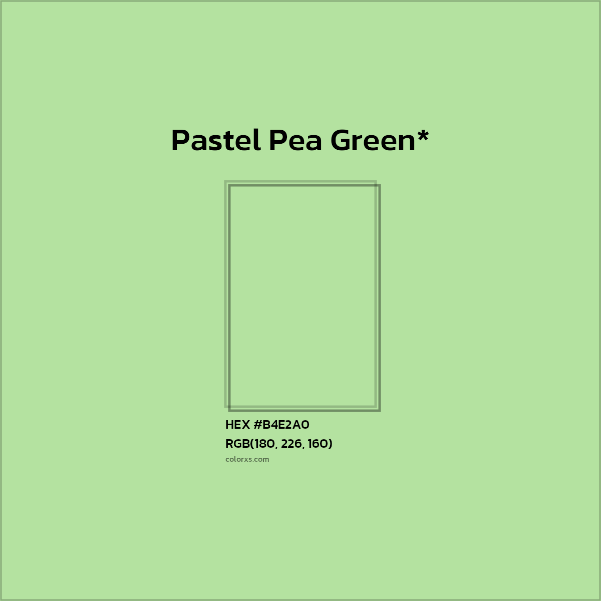 #B4E2A0 hex color. RGB, RYB, CMYK, HSL, HSV codes and color conversions. Matching color names, palettes, paints.