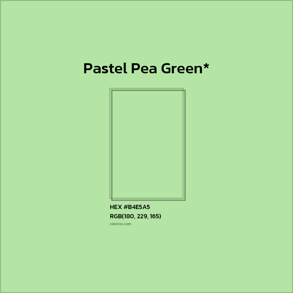 #B4E5A5 hex color. RGB, RYB, CMYK, HSL, HSV codes and color conversions. Matching color names, palettes, paints.