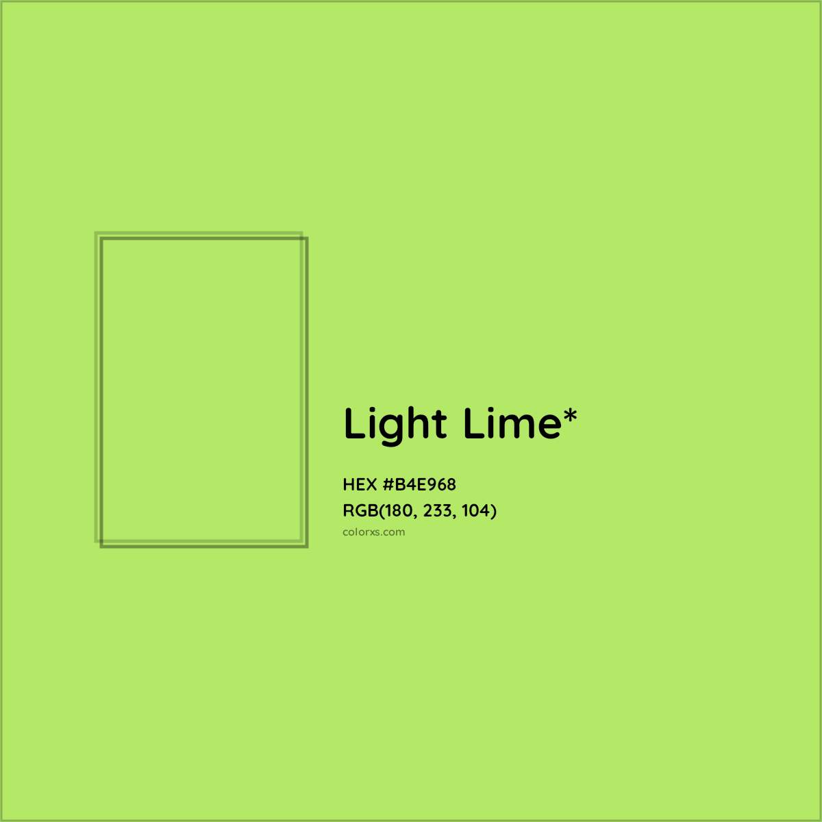 #B4E968 hex color. RGB, RYB, CMYK, HSL, HSV codes and color conversions. Matching color names, palettes, paints.