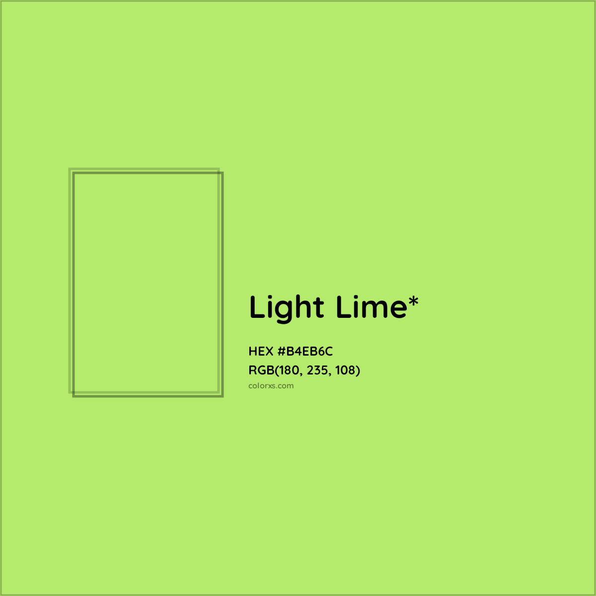 #B4EB6C hex color. RGB, RYB, CMYK, HSL, HSV codes and color conversions. Matching color names, palettes, paints.