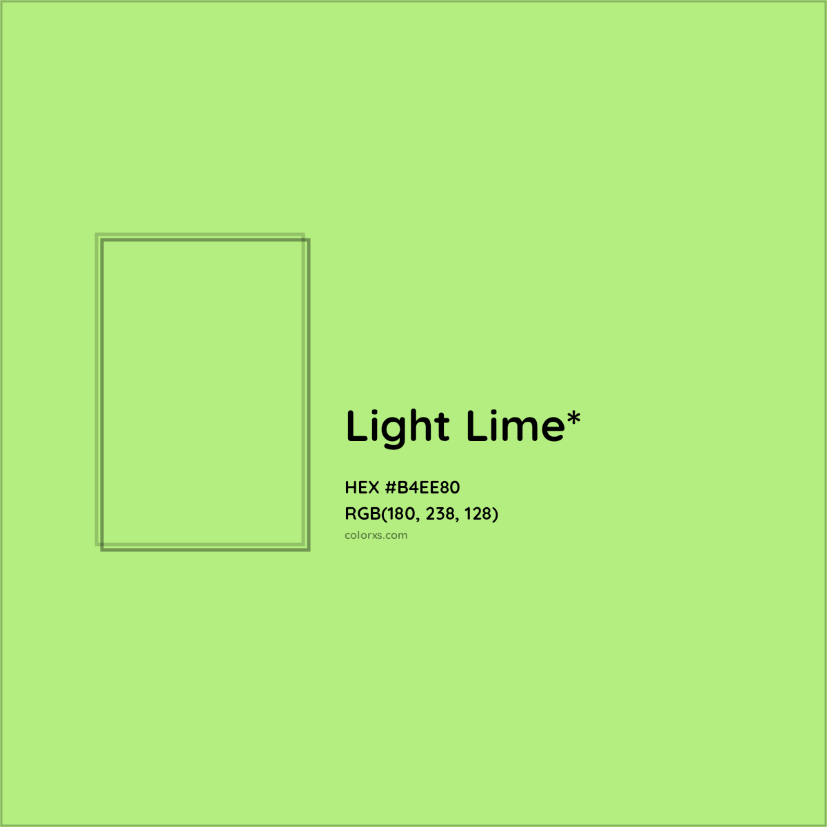 #B4EE80 hex color. RGB, RYB, CMYK, HSL, HSV codes and color conversions. Matching color names, palettes, paints.