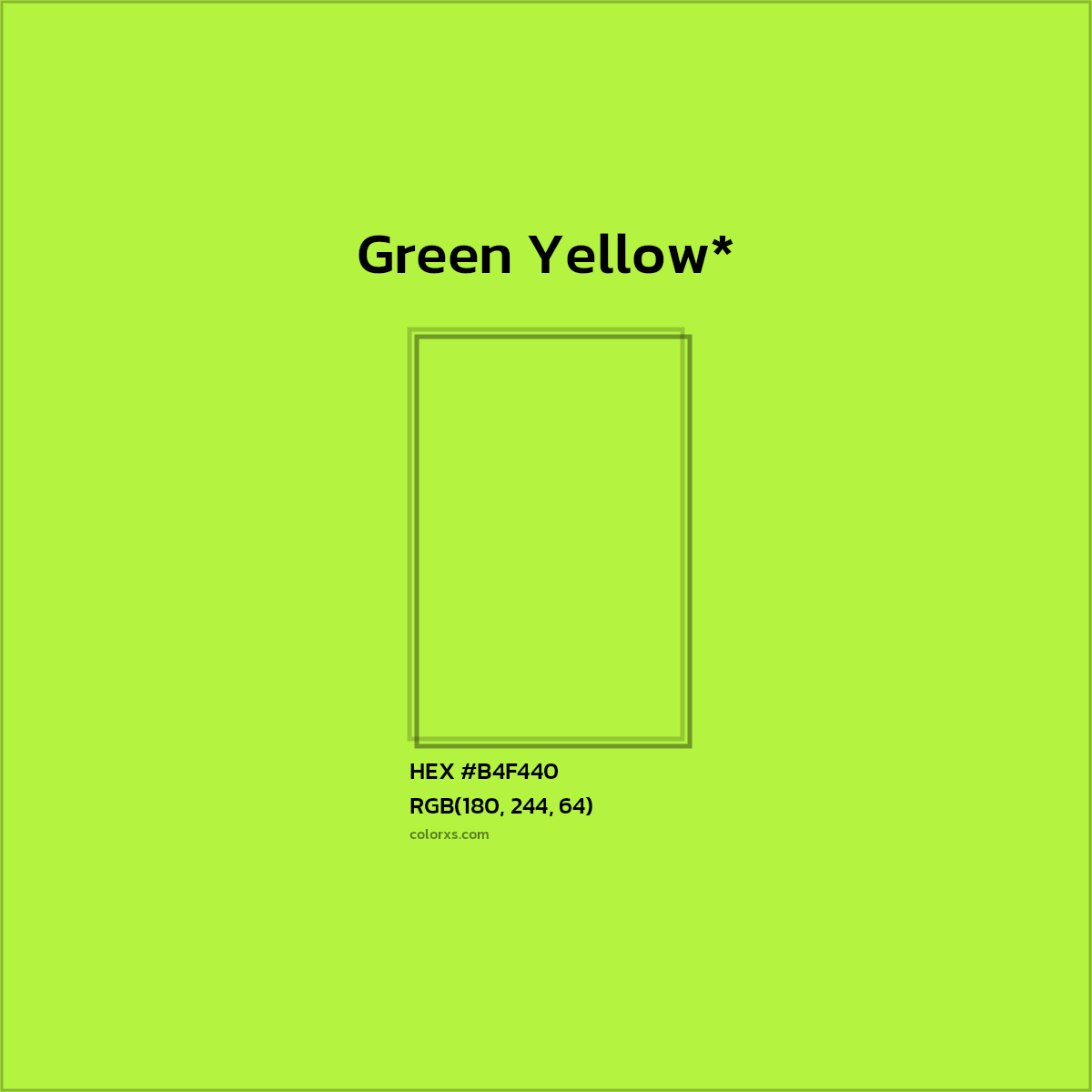 #B4F440 hex color. RGB, RYB, CMYK, HSL, HSV codes and color conversions. Matching color names, palettes, paints.