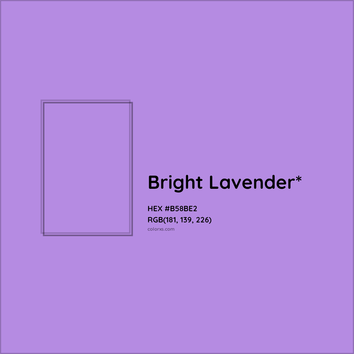 #B58BE2 hex color. RGB, RYB, CMYK, HSL, HSV codes and color conversions. Matching color names, palettes, paints.